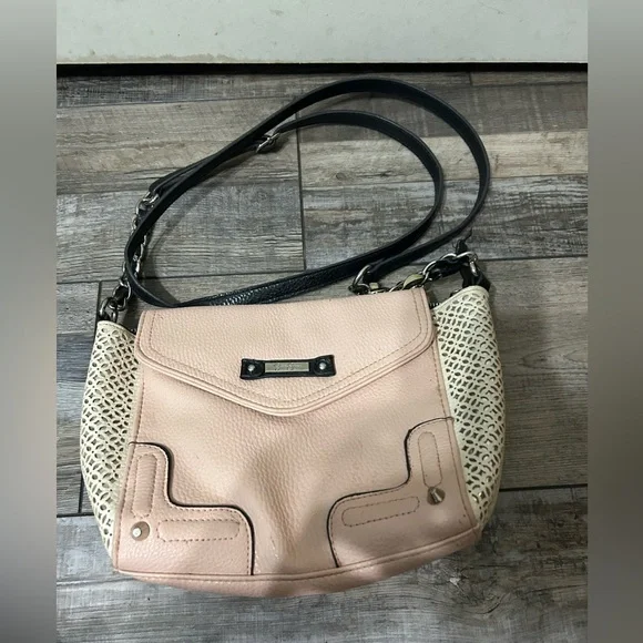 Jessica Simpson Pink, silver, Ivory & Black Crossbody Bag purse - Picture 7 of 8